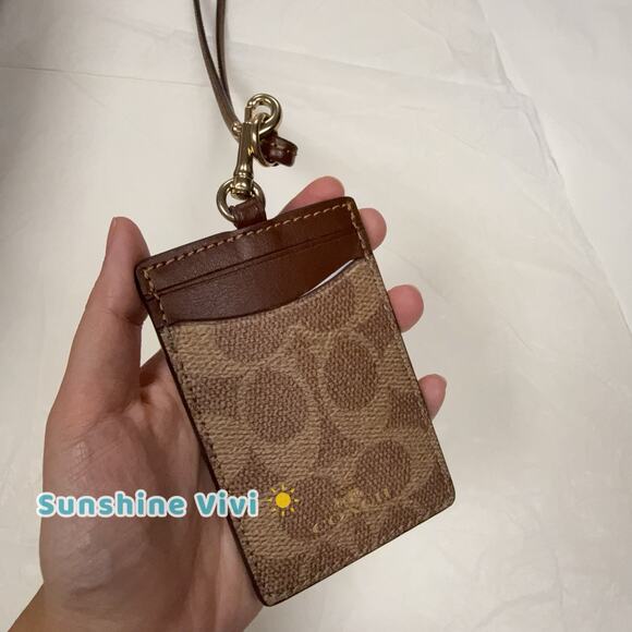 NWT COACH ID Lanyard Signature Canvas Leather Tan/Brown CZ285 - Picture 5 of 8